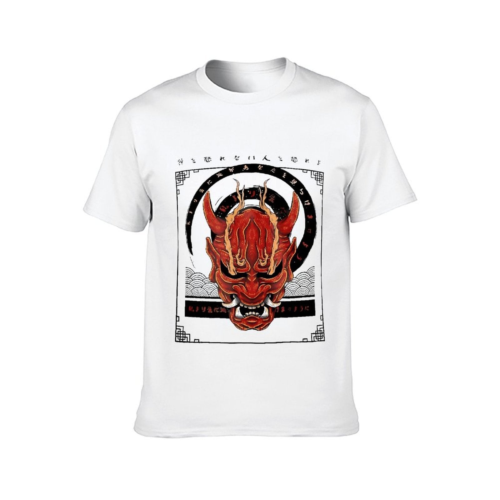 Inkmay Casual Cotton T-shirt Red Demon Mask With Intricate Design Unisex T-shirtComfortFit Printing T-Shirt
