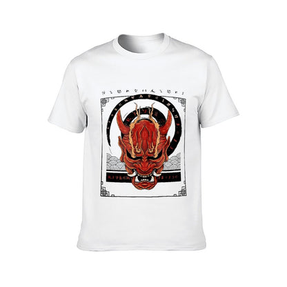 Inkmay Casual Cotton T-shirt Red Demon Mask With Intricate Design Unisex T-shirtComfortFit Printing T-Shirt