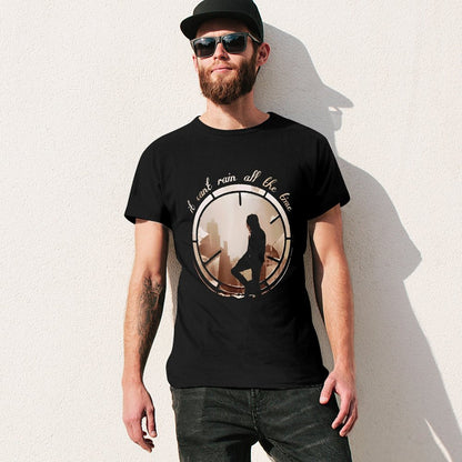 Inkmay Casual  Cotton T-shirt Cityscape Silhouette Within Circular Frame Design Unisex T-shirtLogo-Ready RegularFit T-Shirt