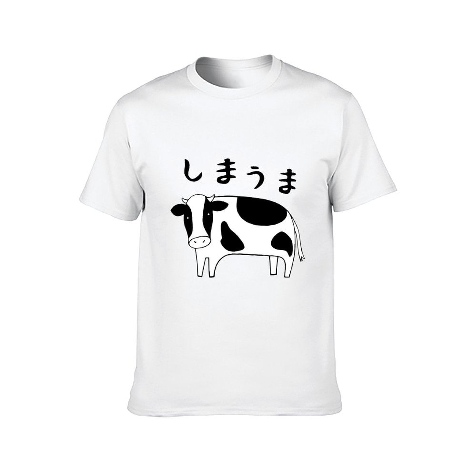 Inkmay Casual Cotton T-shirt Cow Print With Black Spots Unisex T-shirtClassic Design-Your-Own T-Shirt