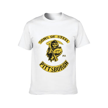 Inkmay Casual  Cotton T-shirt Pittsburgh Sons Of Steel Football Design Unisex T-shirtClean Edges SoftFeel T-Shirt