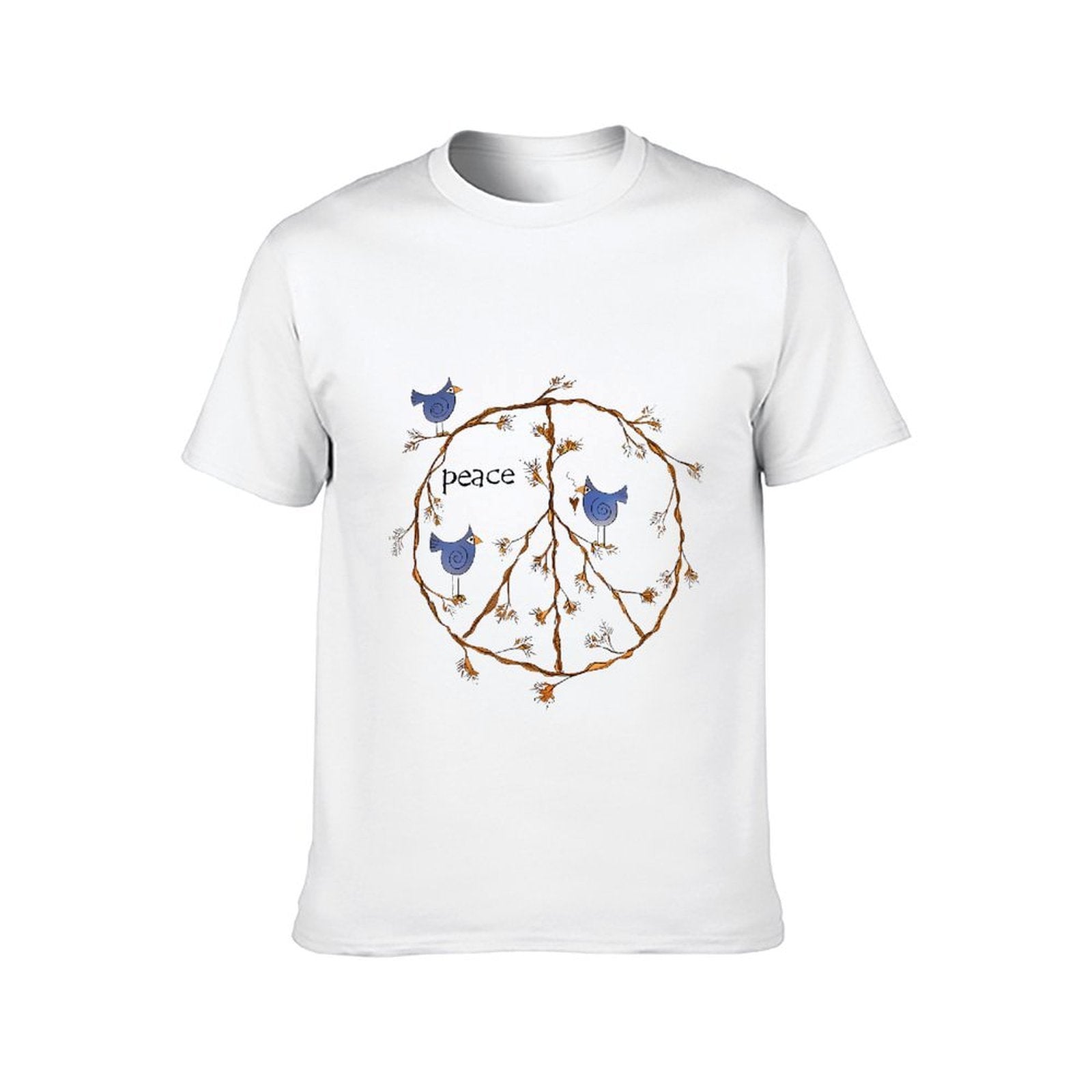 Inkmay Casual Cotton T-shirt Peace Sign With Birds And Branches Unisex T-shirtPureStyle Premium T-Shirt