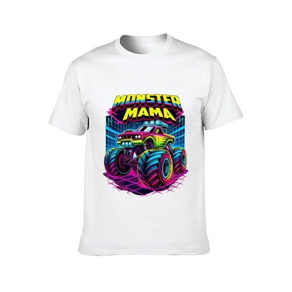 Inkmay Casual Cotton T-shirt Monster Mama Truck With Neon Wheels Unisex T-shirtYearRound ClassicSeries T-Shirt
