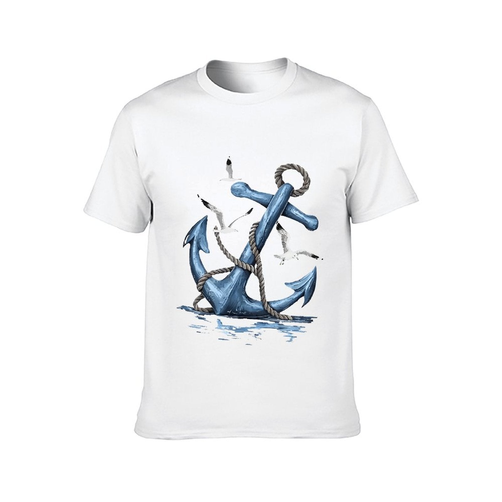 Inkmay Casual  Cotton T-shirt Anchor With Rope And Birds Unisex T-shirtStudio Lifestyle T-Shirt