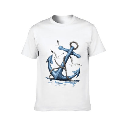 Inkmay Casual  Cotton T-shirt Anchor With Rope And Birds Unisex T-shirtStudio Lifestyle T-Shirt
