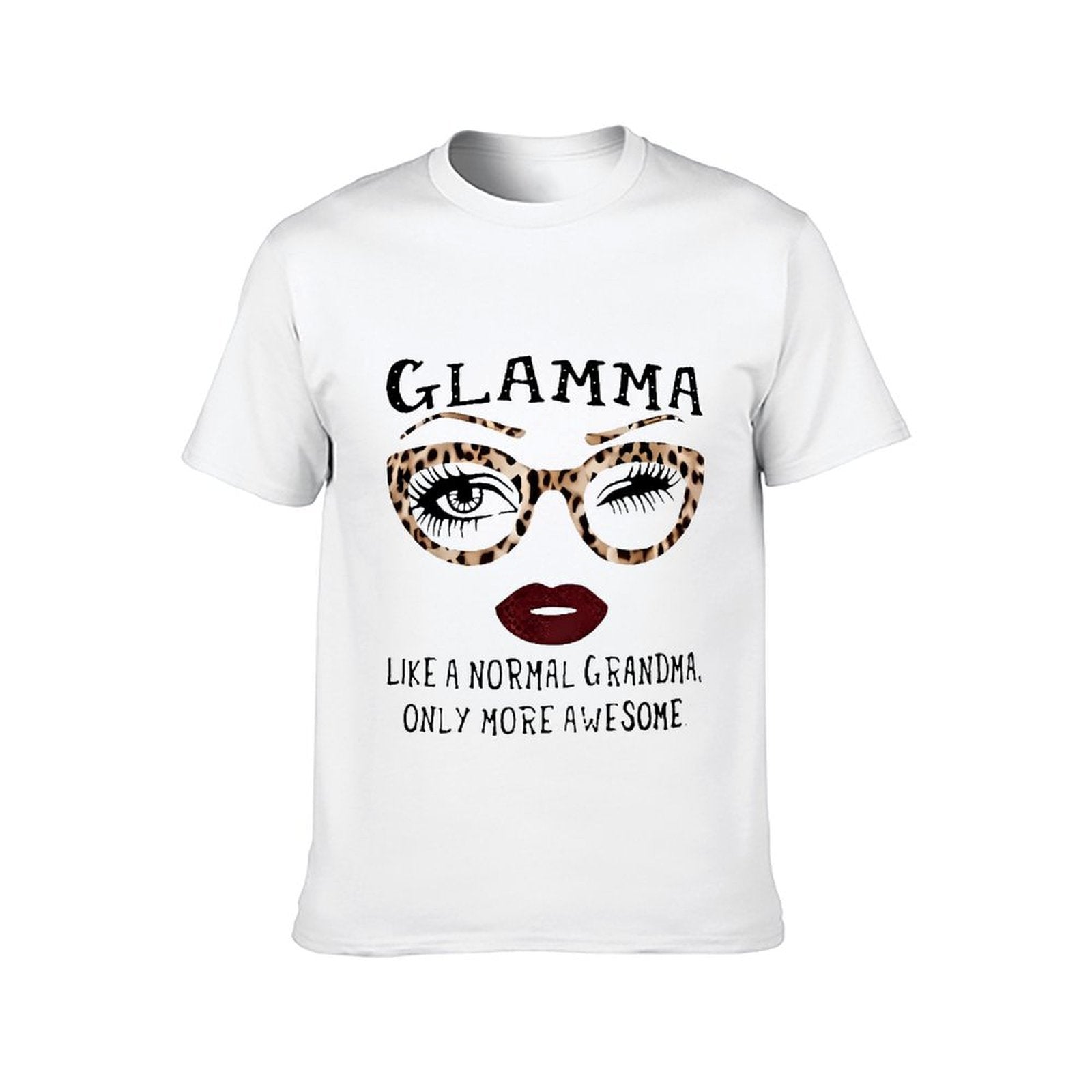 Inkmay Casual Cotton T-shirt Leopard Print Sunglasses With Eyelashes Unisex T-shirtOutdoor Logo-Ready T-Shirt