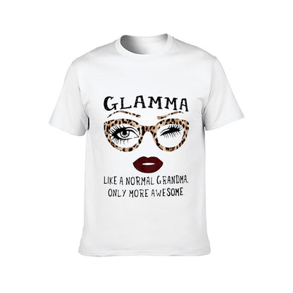 Inkmay Casual Cotton T-shirt Leopard Print Sunglasses With Eyelashes Unisex T-shirtOutdoor Logo-Ready T-Shirt