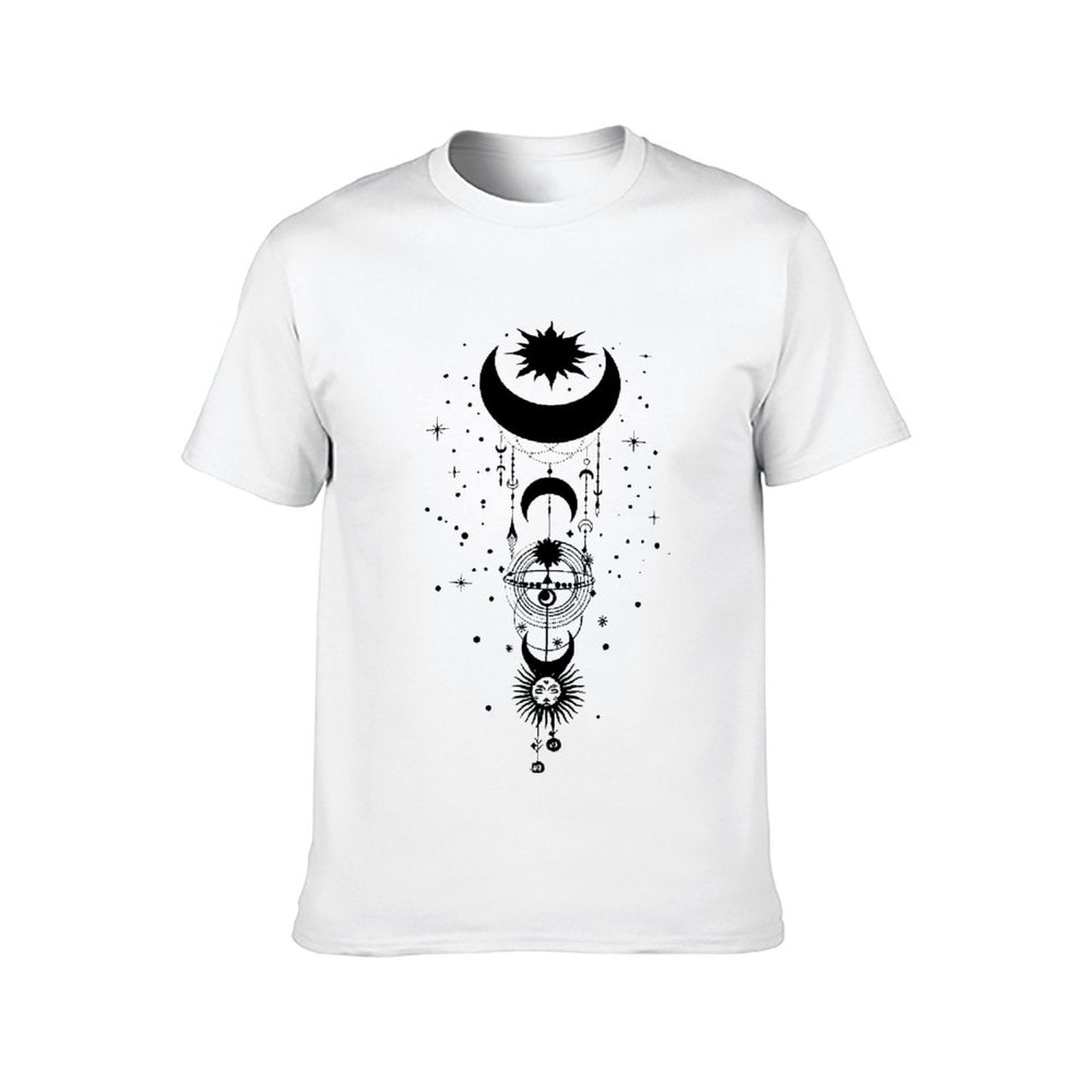 Inkmay Casual Cotton T-shirt Abstract Geometric Shapes In Black Colors Unisex T-shirtRelaxFit Heavyweight T-Shirt