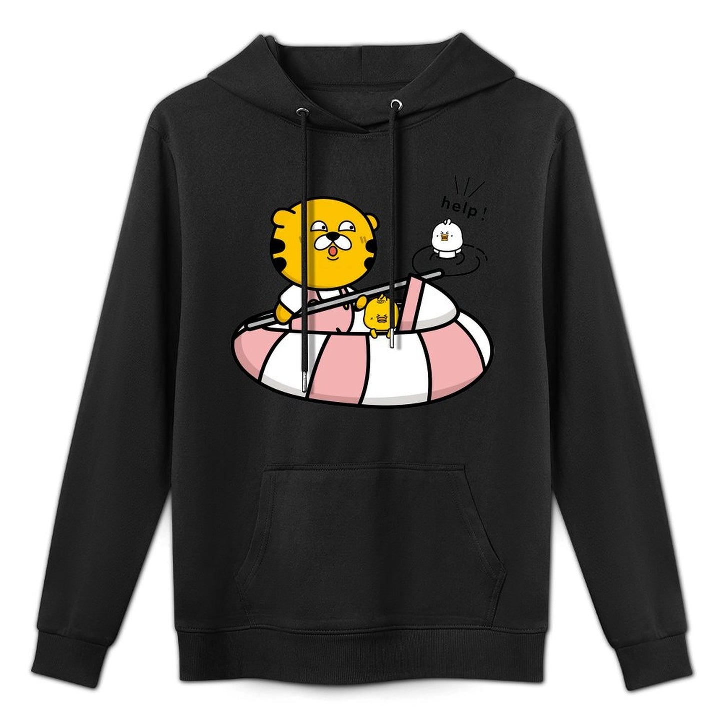 Solid Double-Stitched Front Graphic Hoodies