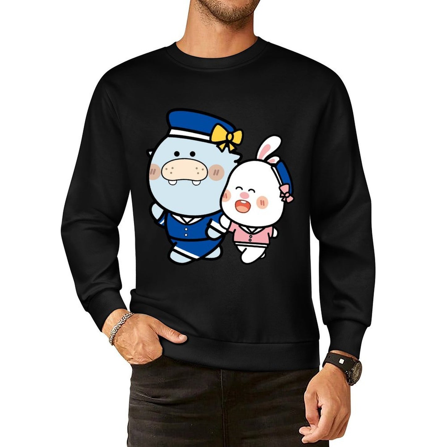 Front Patterned Long Sleeve TopRecycled Casual