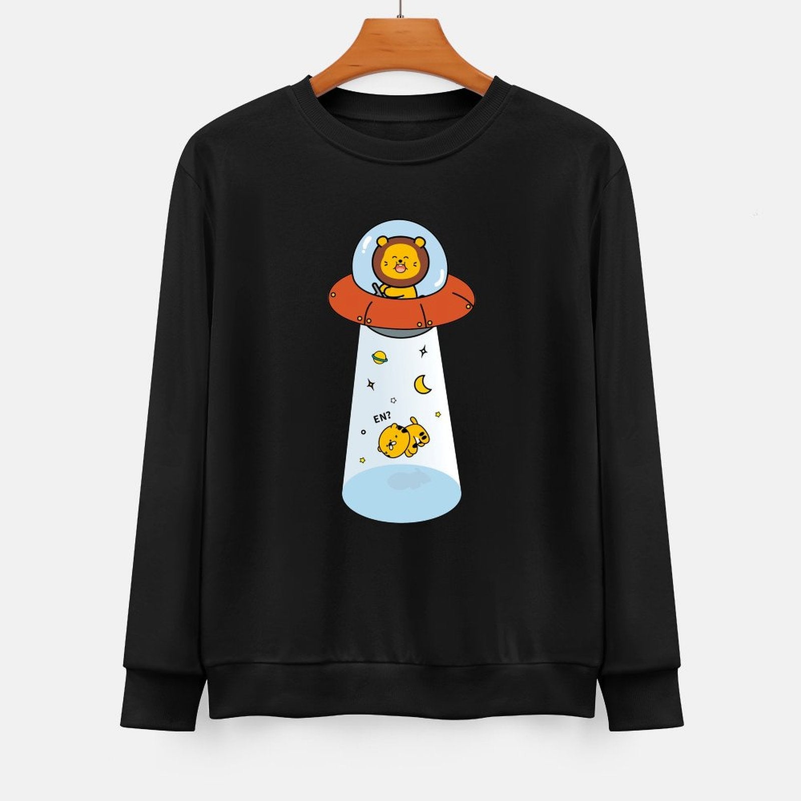  Front Patterned Long Sleeve TopBasicSeries Oversized