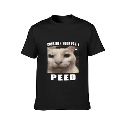 Inkmay Casual Cotton T-shirt White Cat With Expressive Eyes Unisex T-shirtPrint-Ready Solid T-Shirt