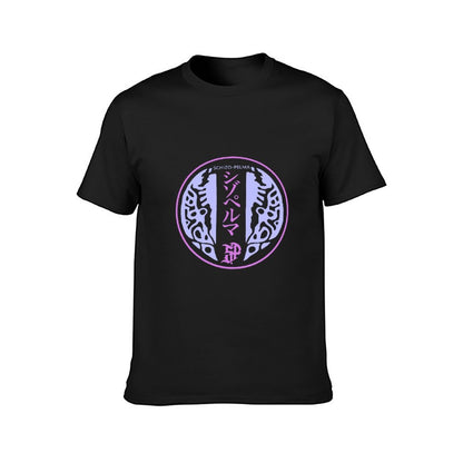Inkmay Casual Cotton T-shirt Abstract Pink And Blue Wavy Design Unisex T-shirtPocket Tee Classic Fit T-Shirt
