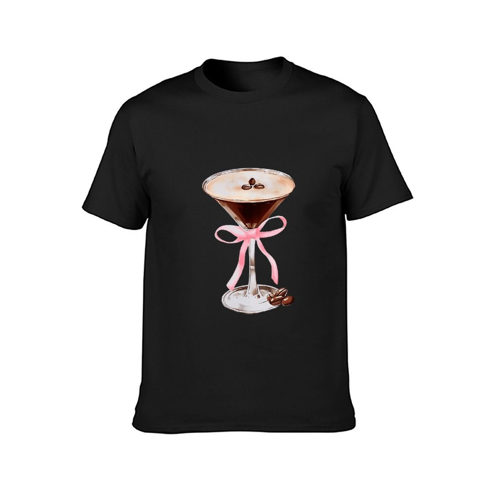 Inkmay Casual Cotton T-shirt Chocolate Martini With Pink Ribbon Unisex T-shirtEasyWear Minimalist T-Shirt