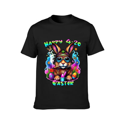 Inkmay Casual  Cotton T-shirt Happy 4 20 Easter Bunny Design Unisex T-shirtCoreLine ActiveStyle T-Shirt