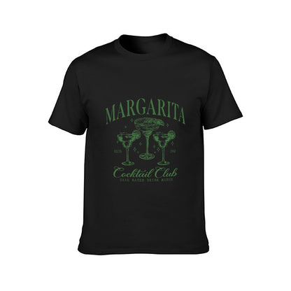 Inkmay Casual Cotton T-shirt Green Margarita Cocktail Glass Pattern Design Unisex T-shirtCrew Neck DailyFit T-Shirt