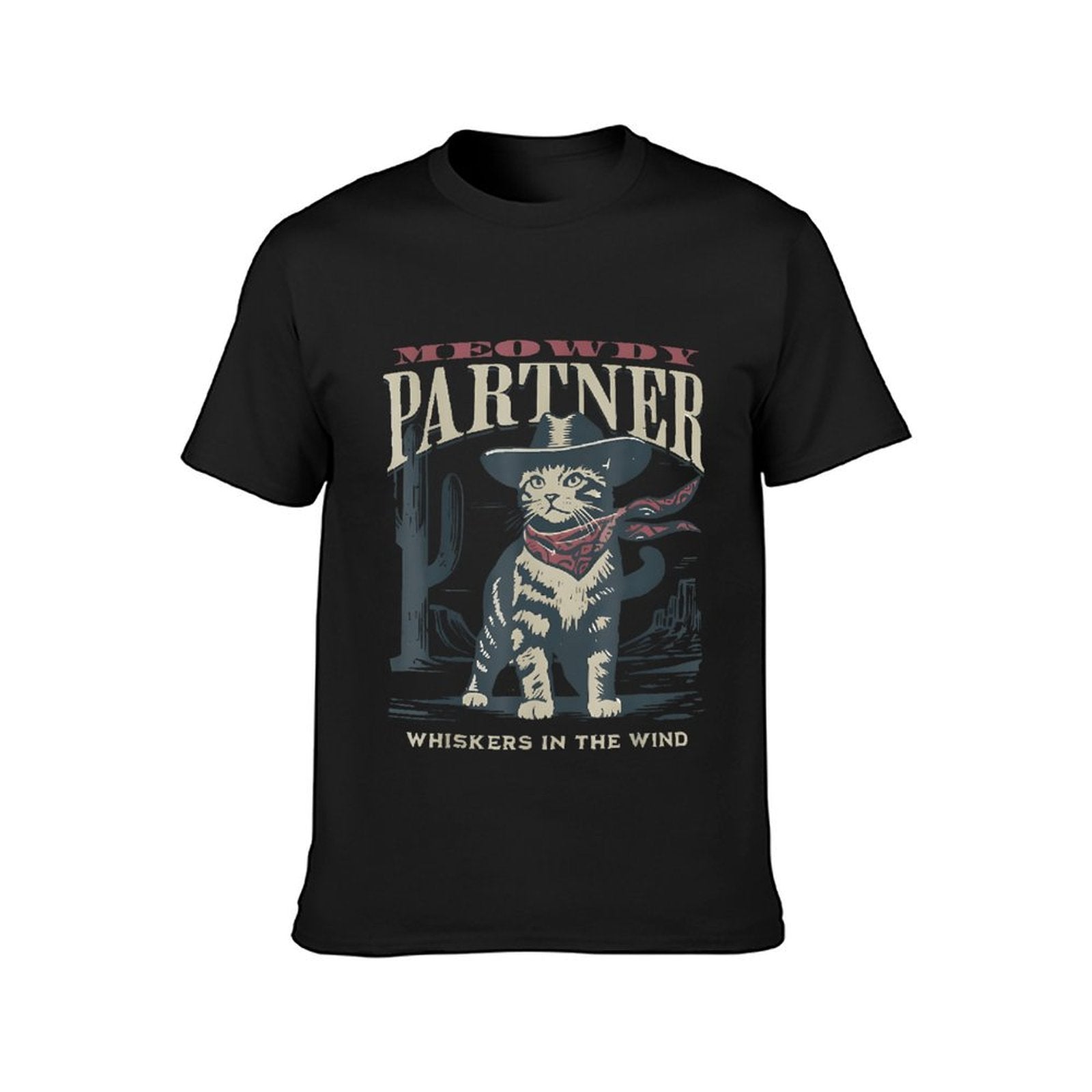 Inkmay Casual Cotton T-shirt Cat Wearing Cowboy Hat And Bandana Unisex T-shirtActive TimelessComfort T-Shirt