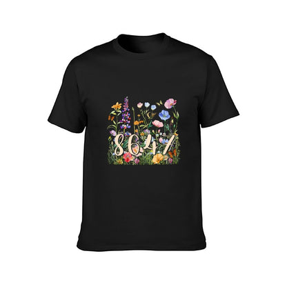 Inkmay Casual  Cotton T-shirt Floral Pattern With Numbers And Butterflies Unisex T-shirtTimelessStyle Urban T-Shirt