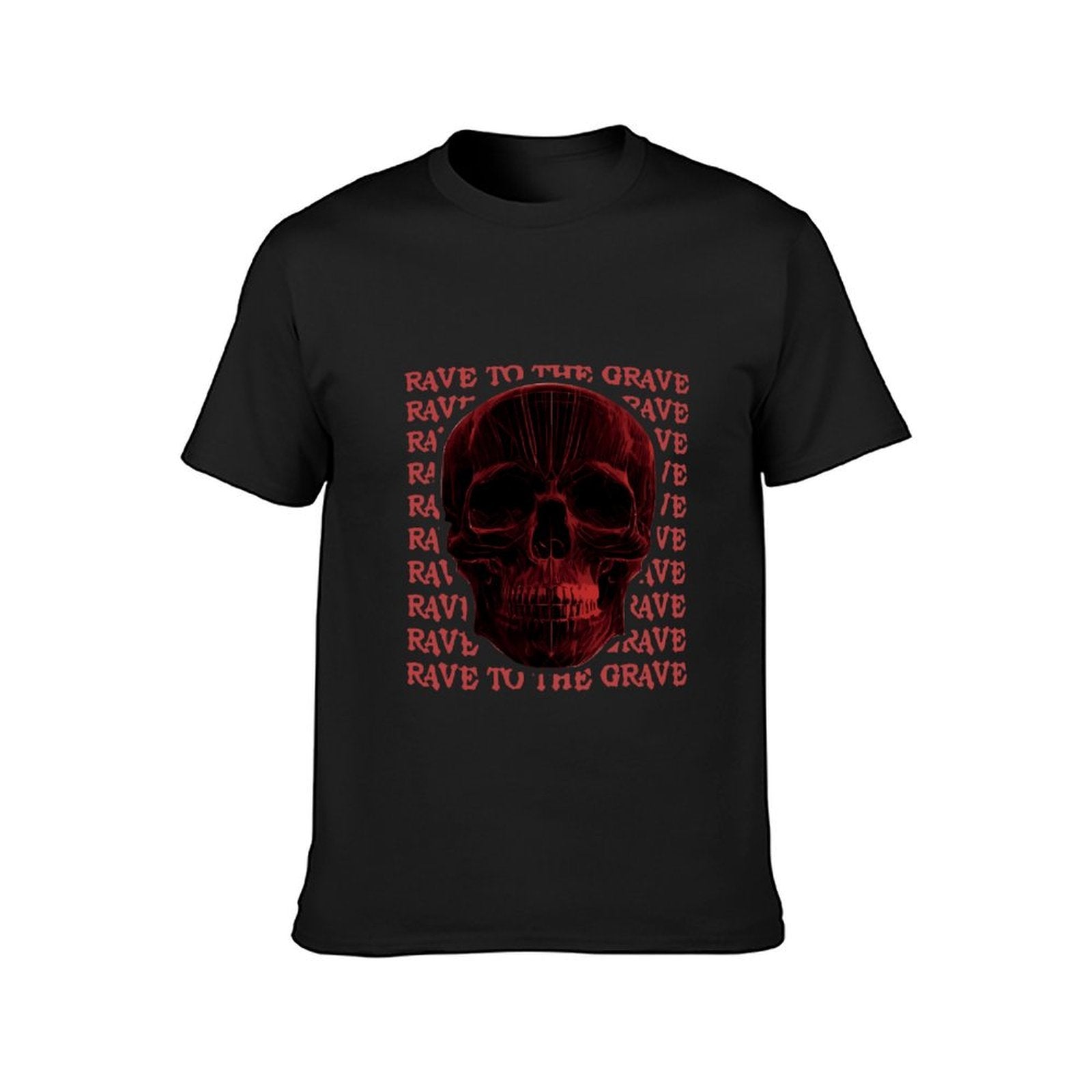 Inkmay Casual Cotton T-shirt Red Skull Pattern Print Art Design Unisex T-shirtSeries ComfortSeries T-Shirt