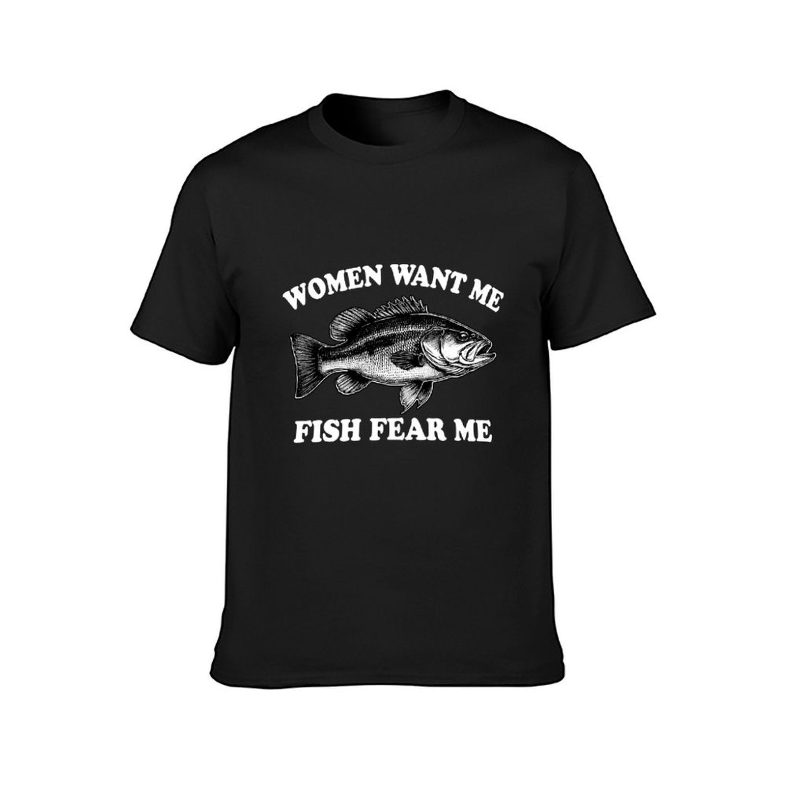 Inkmay Casual  Cotton T-shirt Black And White Fish Pattern Print Unisex T-shirtComfortSeries Neutral T-Shirt