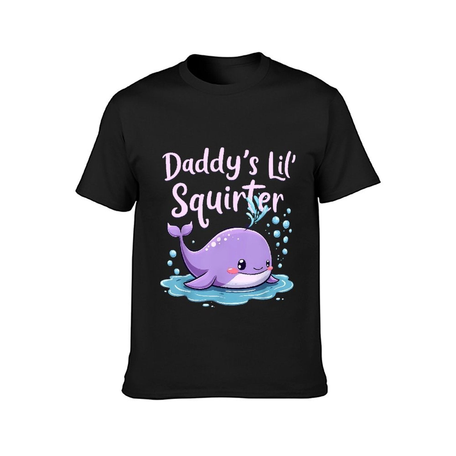 Inkmay Casual  Cotton T-shirt Cute Purple Whale Splashing Water Bubbles Unisex T-shirtSlim Fit On-Demand T-Shirt