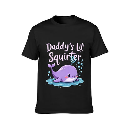 Inkmay Casual  Cotton T-shirt Cute Purple Whale Splashing Water Bubbles Unisex T-shirtSlim Fit On-Demand T-Shirt