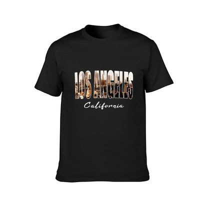Inkmay Casual  Cotton T-shirt Los Angeles California Skyline Art Print Unisex T-shirtEverydayTee Lifestyle T-Shirt