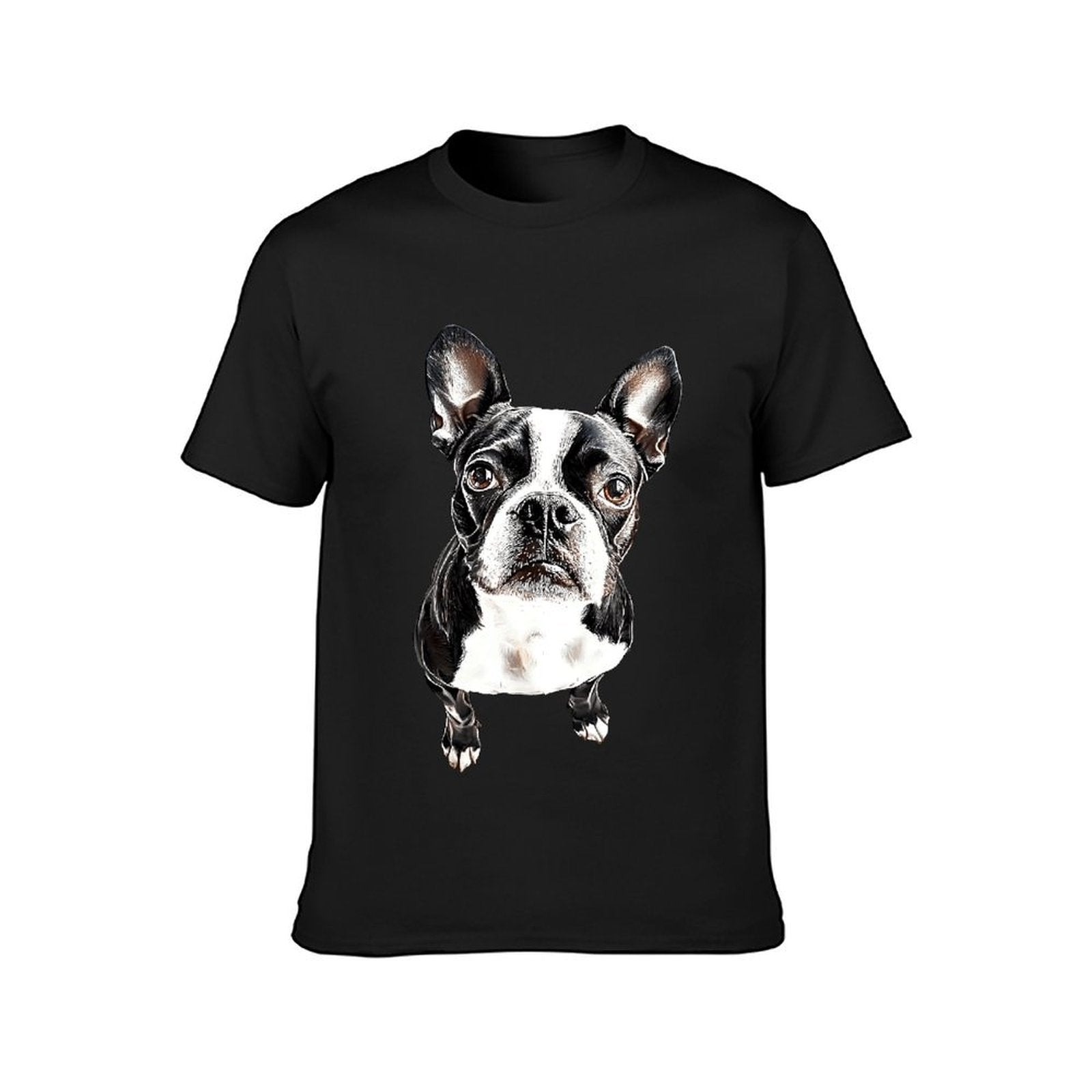 Inkmay Casual Cotton T-shirt Black And White Dog Pattern Print Unisex T-shirtEco / Sustainable SoftTouch T-Shirt