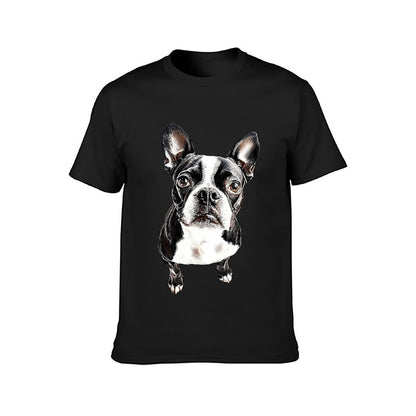 Inkmay Casual Cotton T-shirt Black And White Dog Pattern Print Unisex T-shirtEco / Sustainable SoftTouch T-Shirt