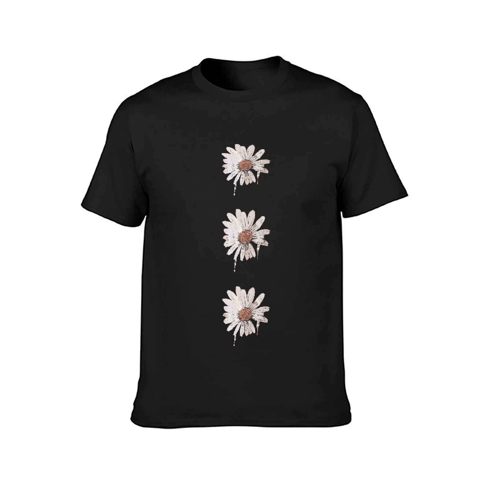 Inkmay Casual Cotton T-shirt Three White Flowers With Brown Centers Unisex T-shirtPocket Tee Premium T-Shirt