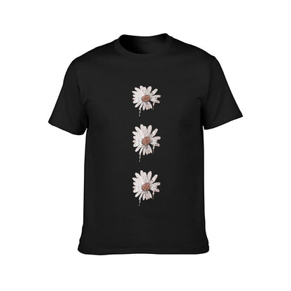 Inkmay Casual Cotton T-shirt Three White Flowers With Brown Centers Unisex T-shirtPocket Tee Premium T-Shirt