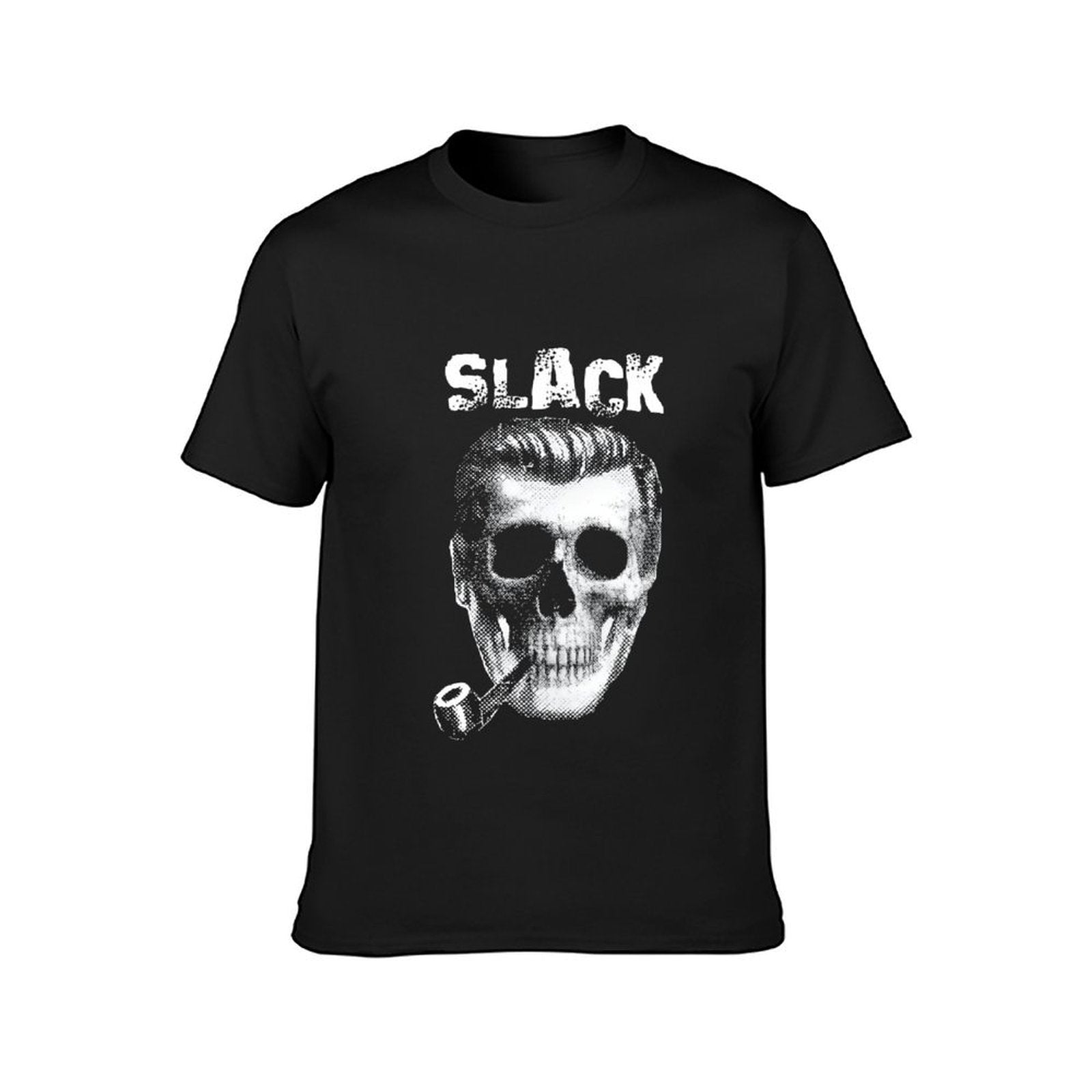 Inkmay Casual  Cotton T-shirt Skull Pattern Print With Slack Text Unisex T-shirtPrint-Ready Cotton T-Shirt