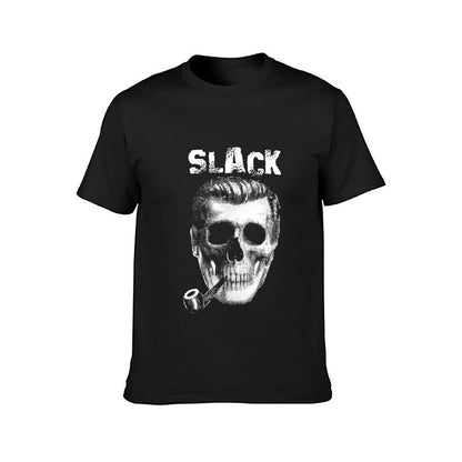 Inkmay Casual  Cotton T-shirt Skull Pattern Print With Slack Text Unisex T-shirtPrint-Ready Cotton T-Shirt