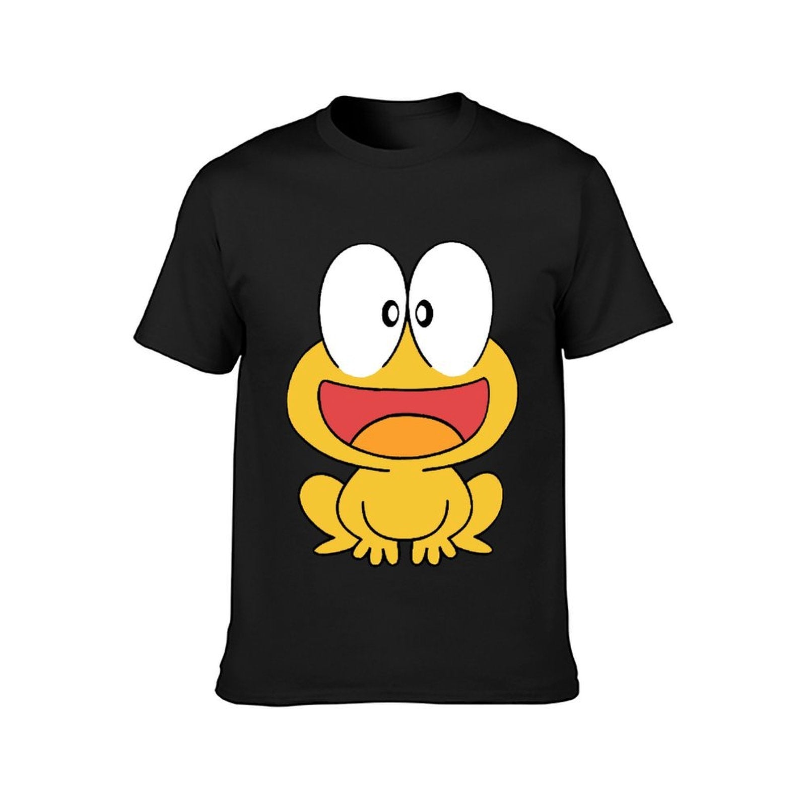 Inkmay Casual Cotton T-shirt Cute Yellow Frog With Big Eyes Unisex T-shirtPocket Tee Soft-Touch T-Shirt