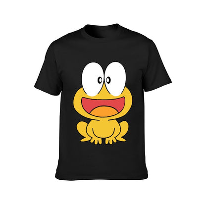 Inkmay Casual Cotton T-shirt Cute Yellow Frog With Big Eyes Unisex T-shirtPocket Tee Soft-Touch T-Shirt