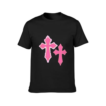 Inkmay Casual Cotton T-shirt Pink Crosses With Fuzzy Edges Unisex T-shirtStudio TimelessStyle T-Shirt