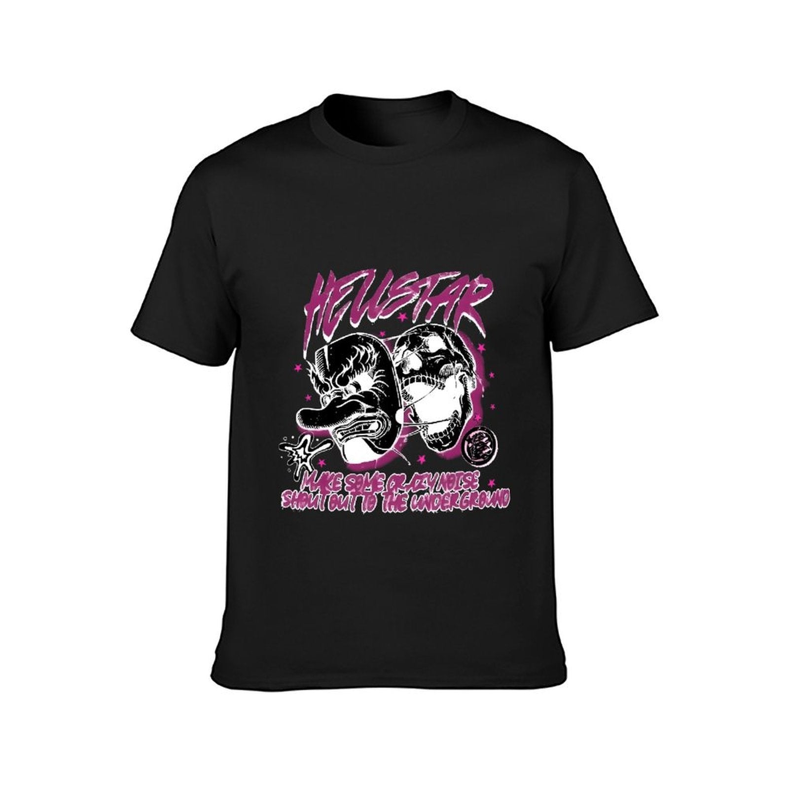 Inkmay Casual Cotton T-shirt Heustar Mask Art With Pink Stars Unisex T-shirtFade-Resistant Sharp T-Shirt
