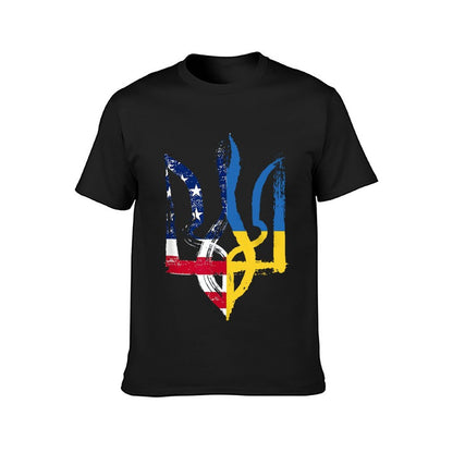 Inkmay Casual  Cotton T-shirt Abstract Flag Fusion Artwork Design Elements Unisex T-shirtSignature Plain T-Shirt