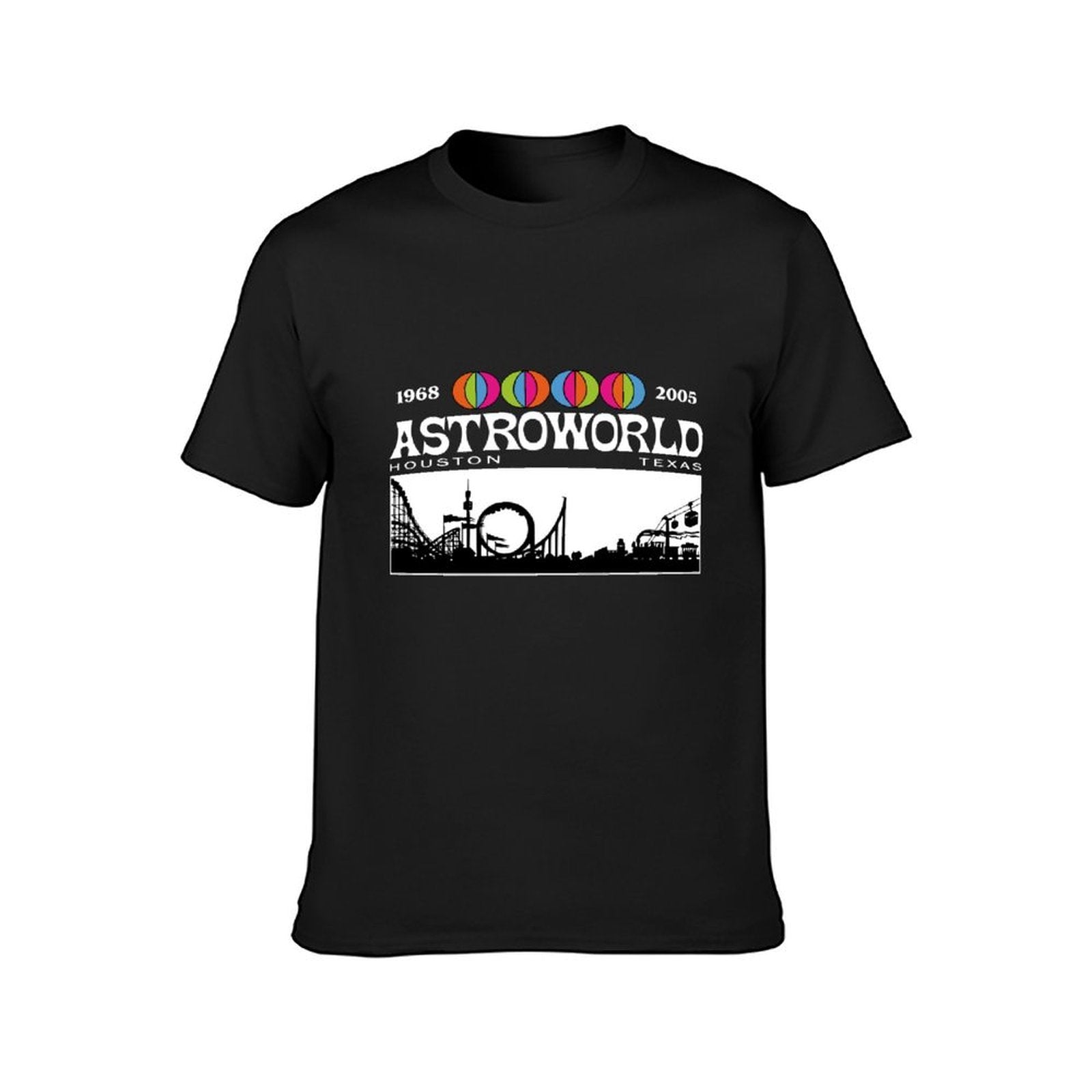 Inkmay Casual Cotton T-shirt Amusement Park Silhouette With Colorful Balloons Unisex T-shirtEco-Conscious Tear-Resistant T-Shirt