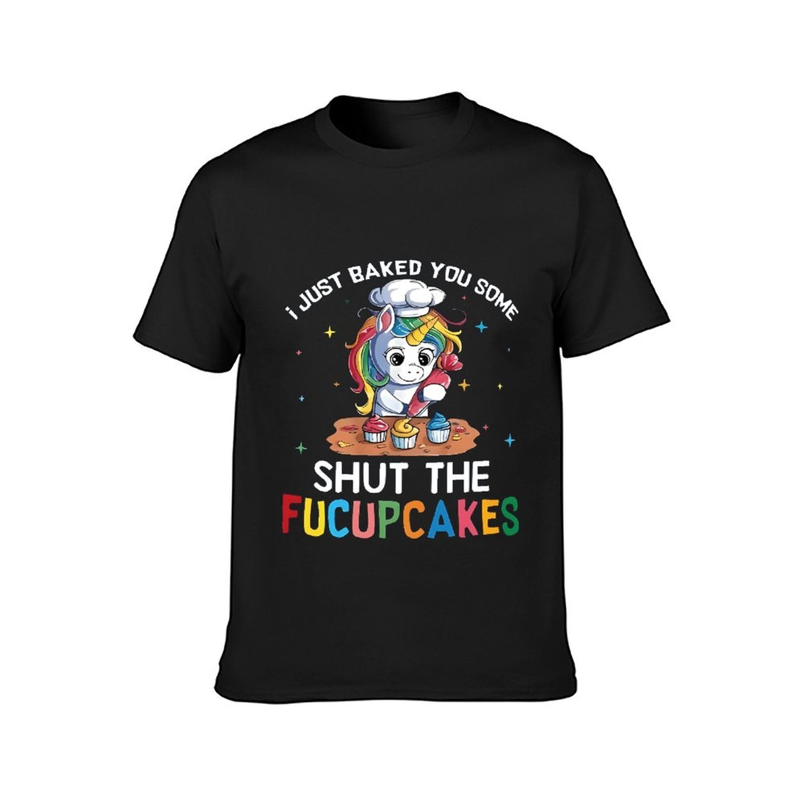 Inkmay Casual Cotton T-shirt Cute Unicorn Baking Cupcakes On Table Unisex T-shirtLong Lasting Performance T-Shirt