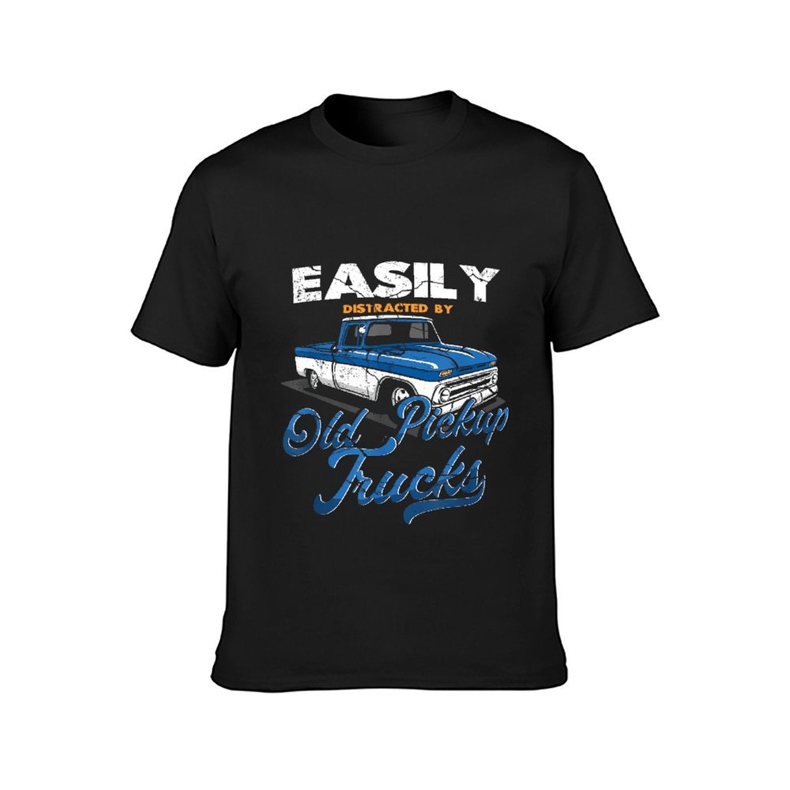 Inkmay Casual Cotton T-shirt Old Pickup Trucks Blue And White Unisex T-shirtClassicFit Smooth Feel T-Shirt