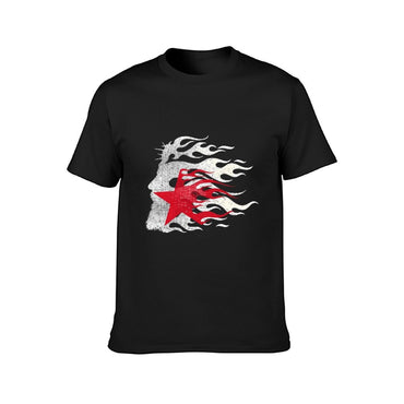 Inkmay Casual Cotton T-shirt Flame Star Profile Art Print Design Unisex T-shirt