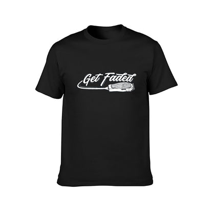 Inkmay Casual  Cotton T-shirt Get Faded Razor Blade Design Artwork Unisex T-shirtModern CityStyle T-Shirt
