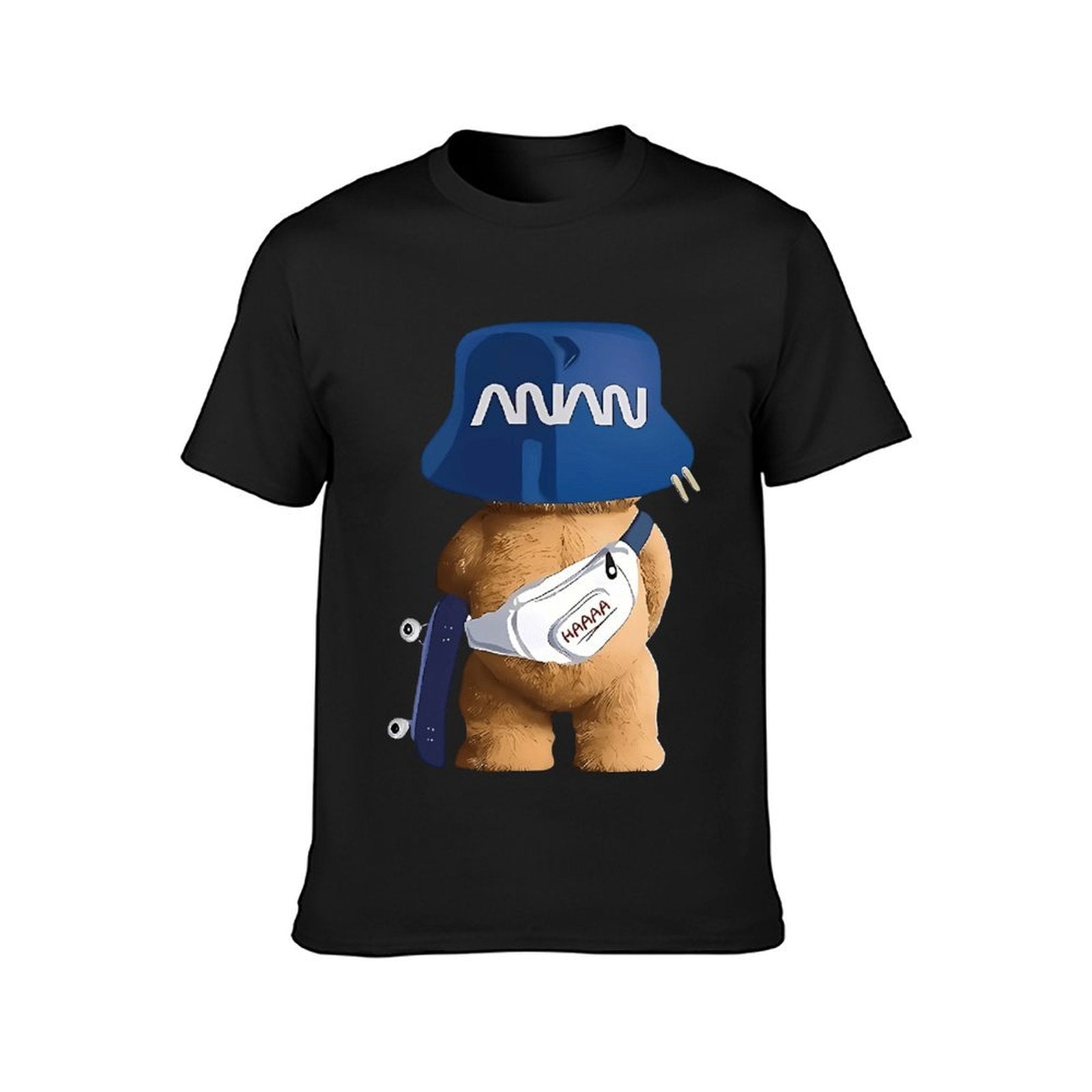Inkmay Casual Cotton T-shirt Funny Bear Wearing Blue Hat Unisex T-shirtBasicSeries TimelessStyle T-Shirt