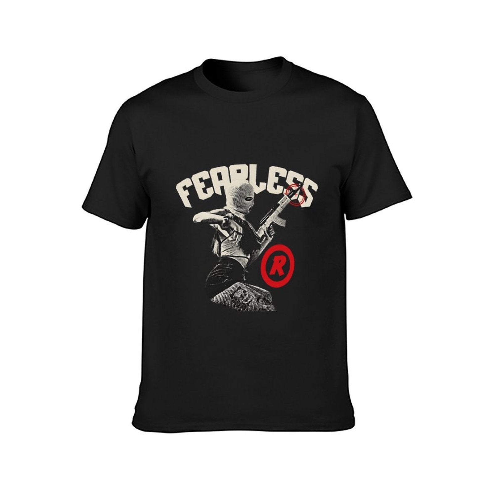 Inkmay Casual Cotton T-shirt Fearless Soldier With Gun And Shield Unisex T-shirtStreetStyle Fade-Proof T-Shirt