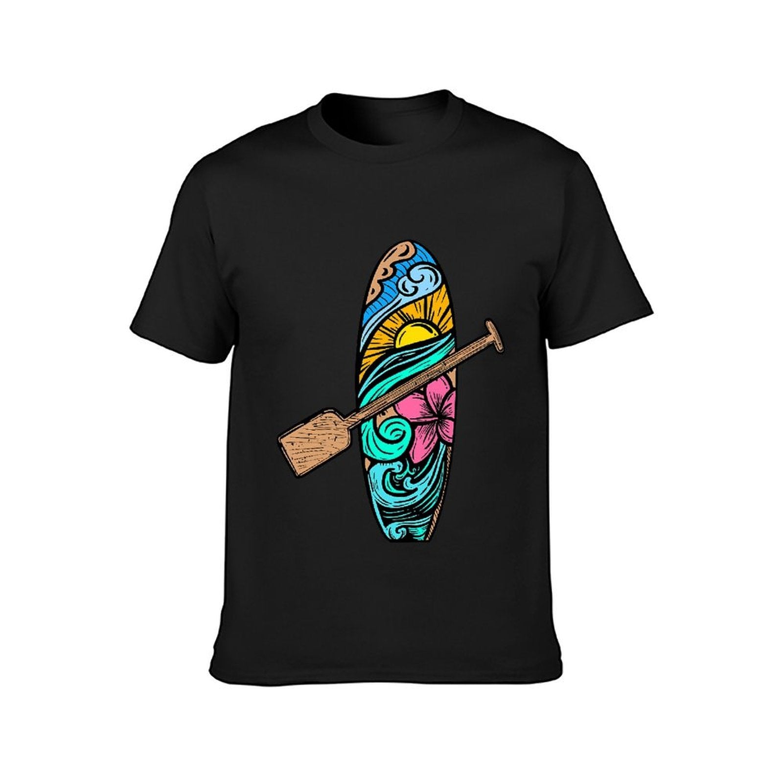 Inkmay Casual Cotton T-shirt Surfboard With Colorful Waves And Unisex T-shirtRelaxed Refined T-Shirt