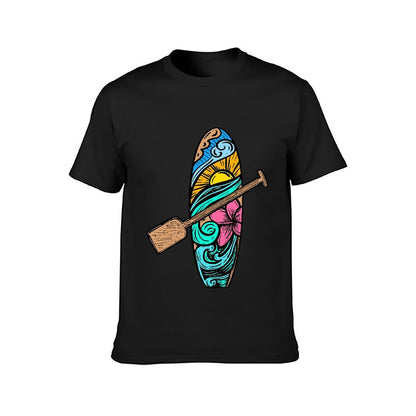 Inkmay Casual Cotton T-shirt Surfboard With Colorful Waves And Unisex T-shirtRelaxed Refined T-Shirt
