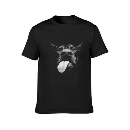Inkmay Casual Cotton T-shirt Black And White Dog Tongue Out Unisex T-shirtWeekend Soft-Touch T-Shirt