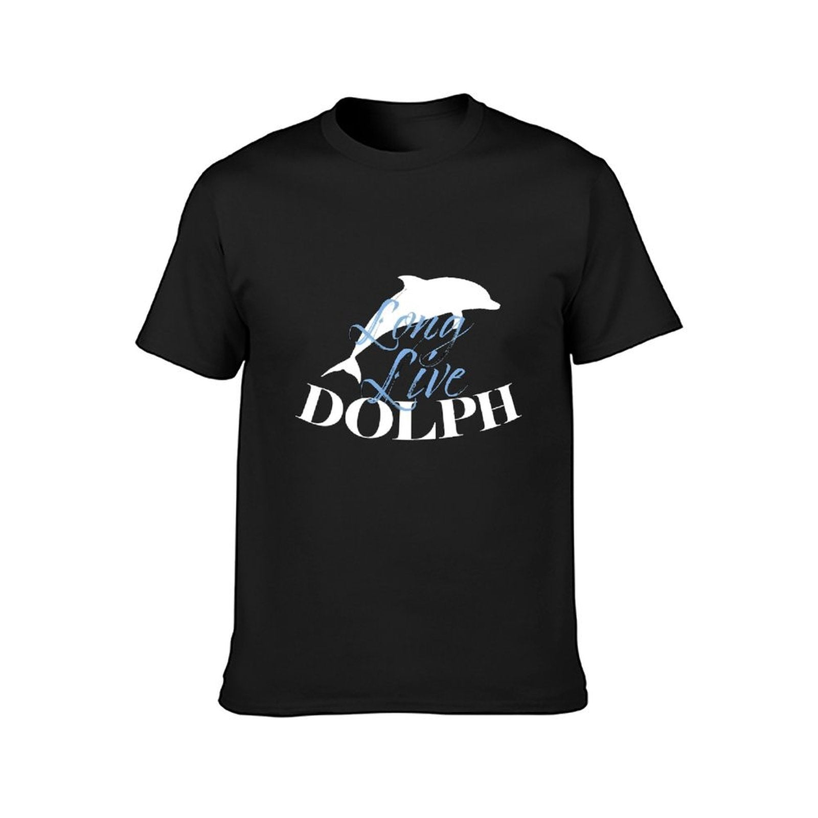 Inkmay Casual Cotton T-shirt Dolphin Silhouette With Long Live Dolph Unisex T-shirtDouble-Stitched Batch-Printed T-Shirt