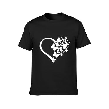 Inkmay Casual Cotton T-shirt Abstract Floral Design With Geometric Elements Unisex T-shirtFundraising LifestyleLine T-Shirt